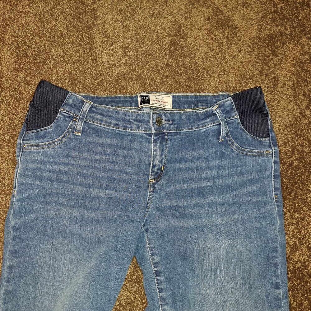 Gap Maternity Inset Panel Favorite Jegging Medium Indigo Denim Jeans - Picture 5 of 14